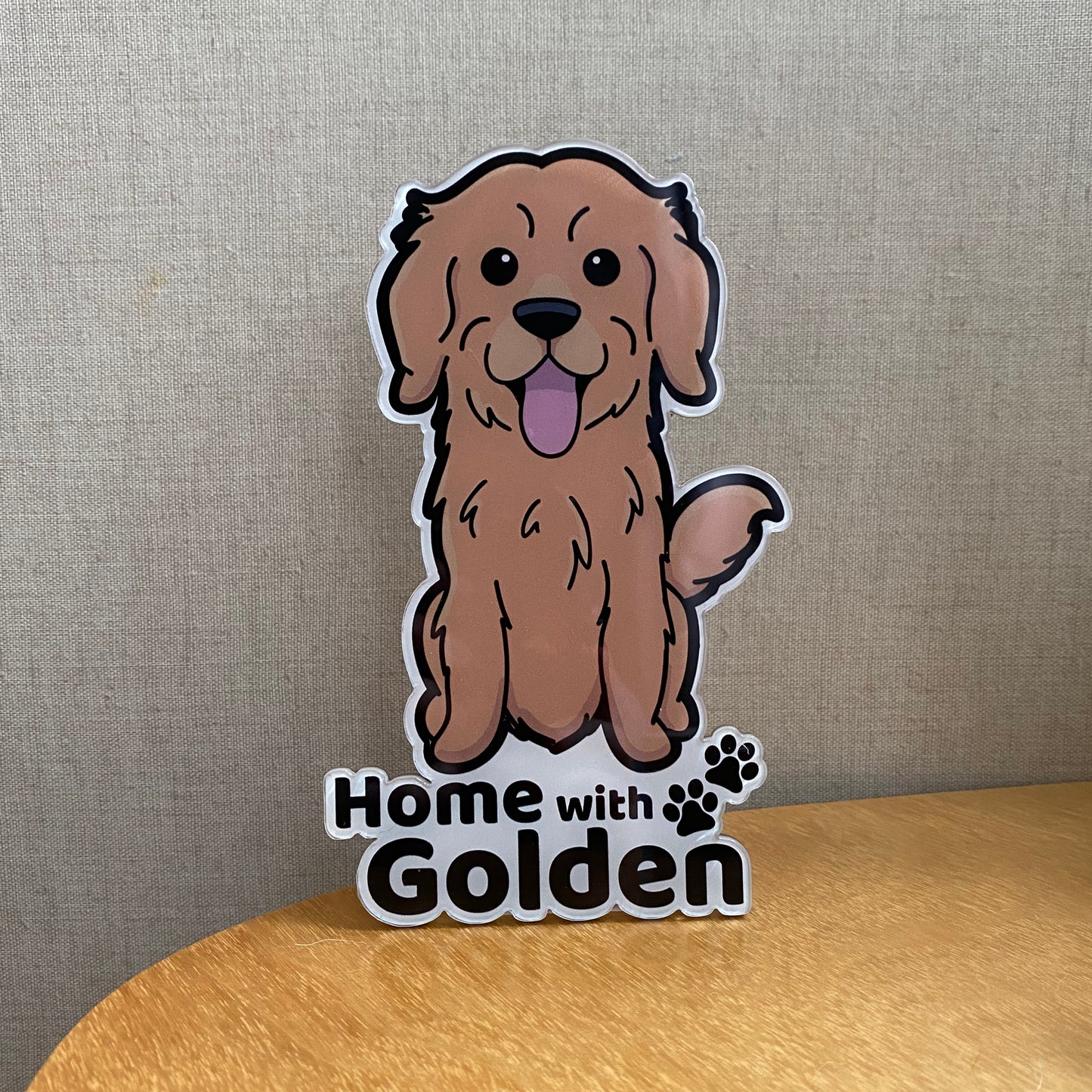 Home with Golden Golden Retriever House Number