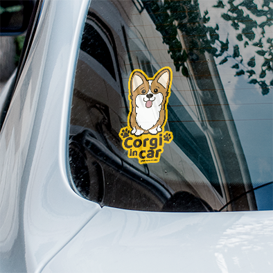 Corgi in car 哥基汽車貼紙（車內反貼）