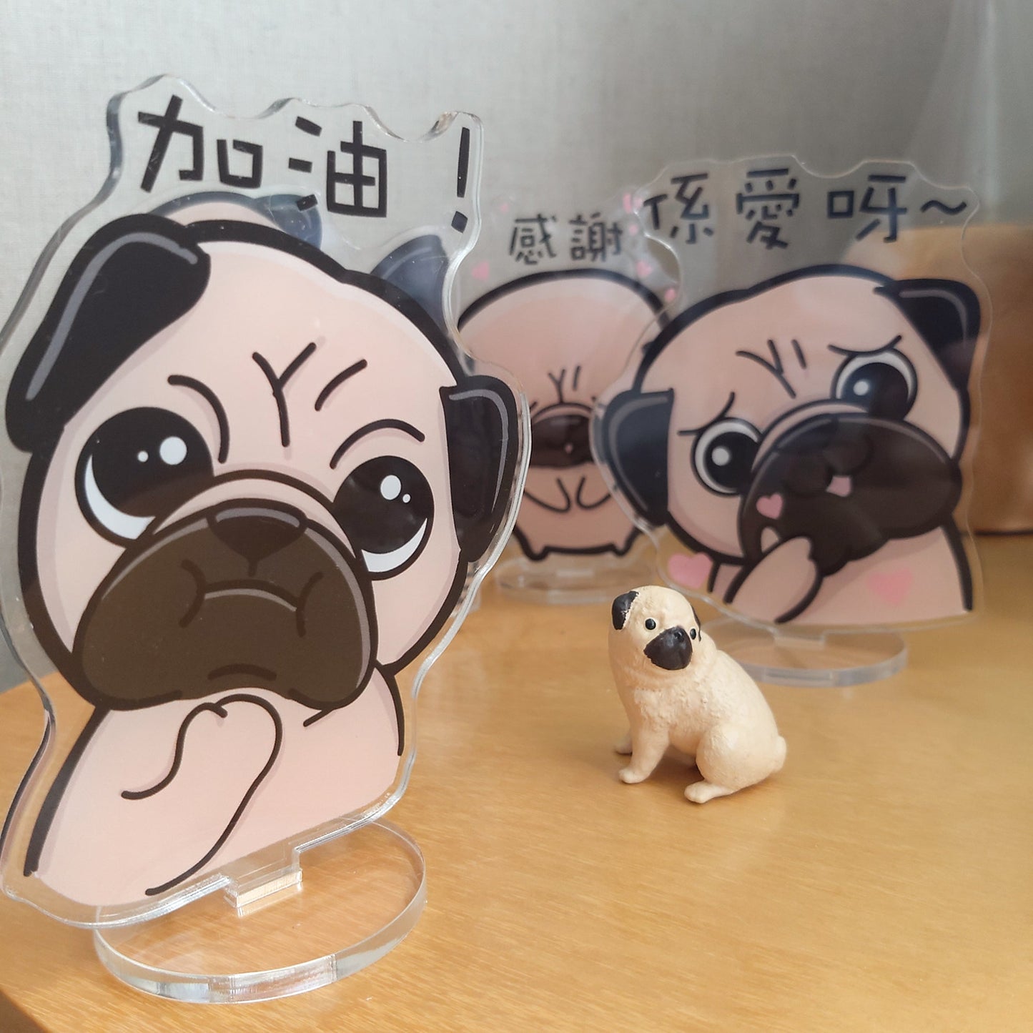 Let's hea together Mike the puggy double-sided message stand
