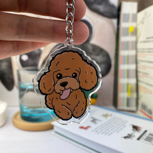 Poodle poodle double-sided keychain pendant crawling on the floor