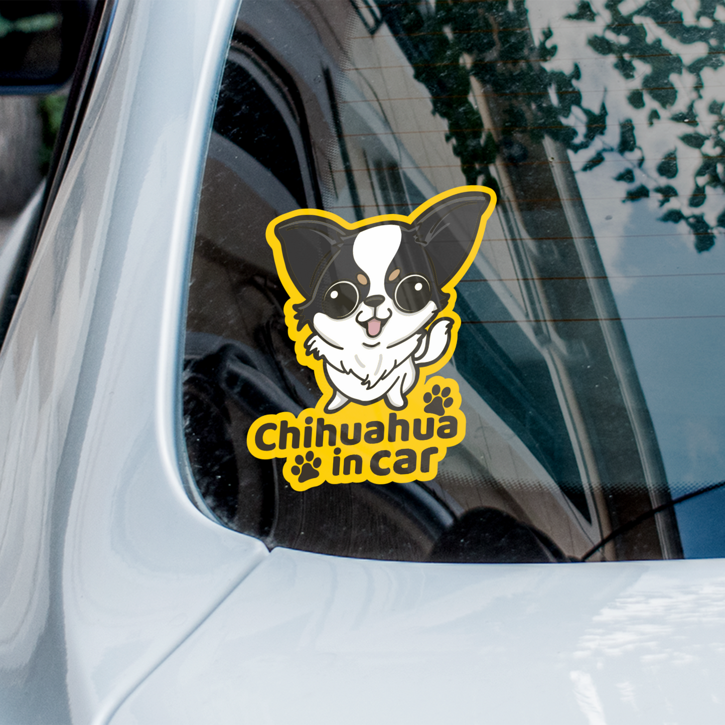 Long Hair Chihuahua Car Sticker, Chihuahua Cute Dog Vinyl Sticker, Sticks On The Inside Facing Out