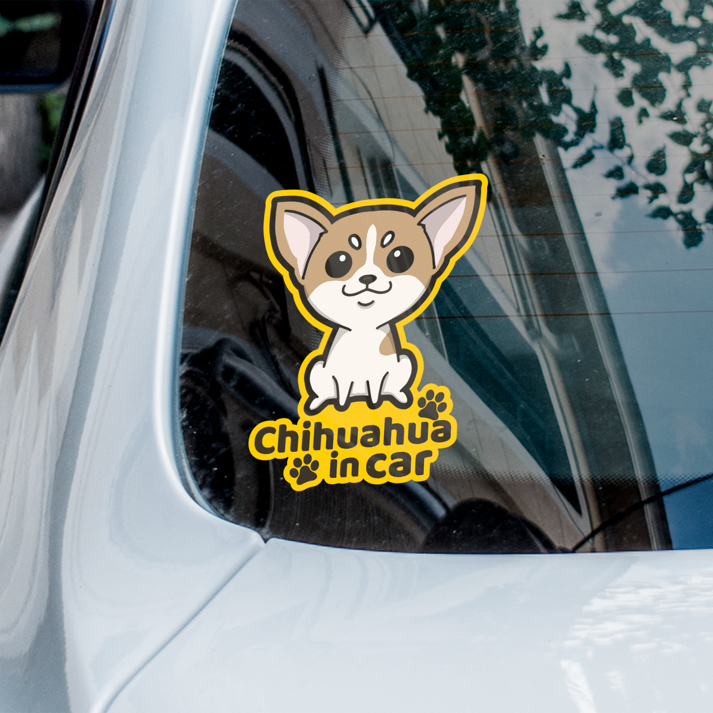Chihuahua in car 芝娃娃汽車貼紙（車內反貼）
