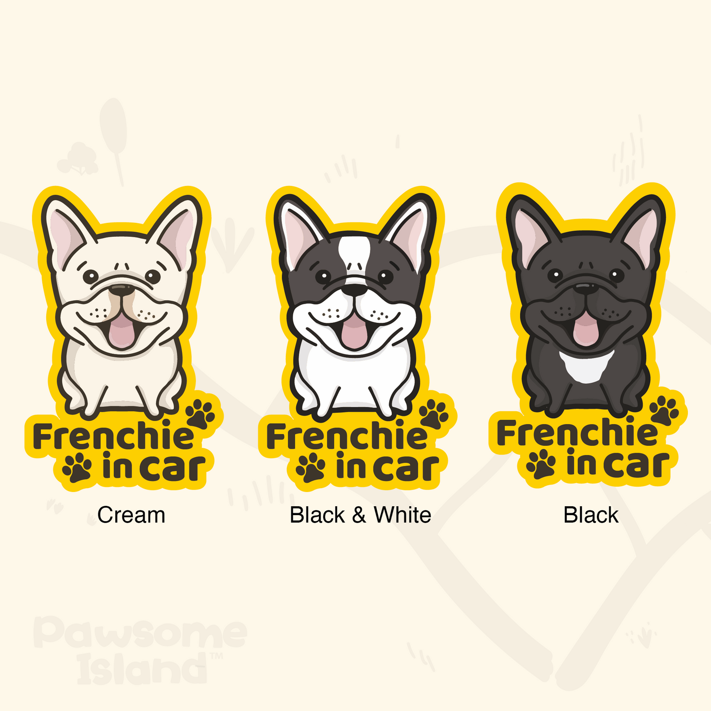 Frenchie Car Sticker, Frenchie Cute Dog Vinyl Sticker, Sticks On The Inside Facing Out