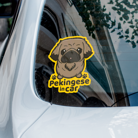 Pekingese Car Sticker, Pekingese Cute Dog Vinyl Sticker, Sticks On The Inside Facing Out