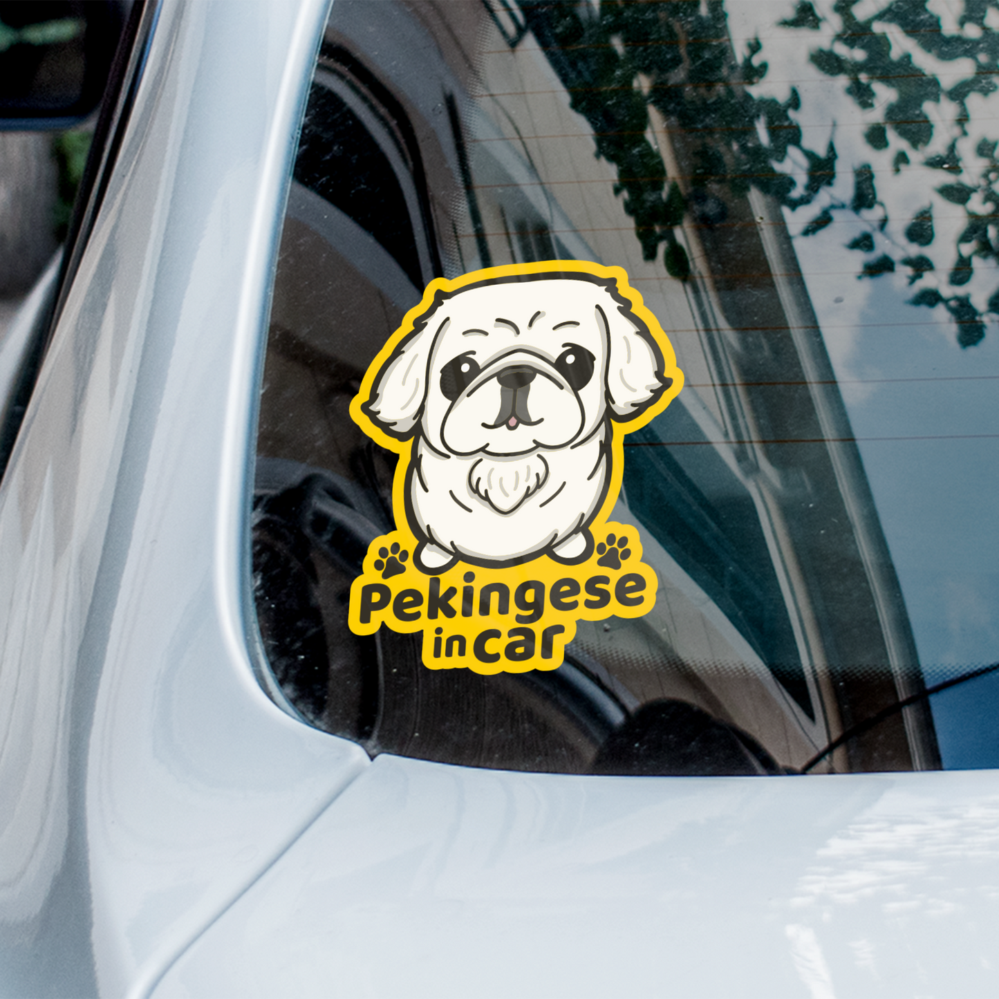 Pekingese in car 北京狗汽車貼紙（車內反貼）