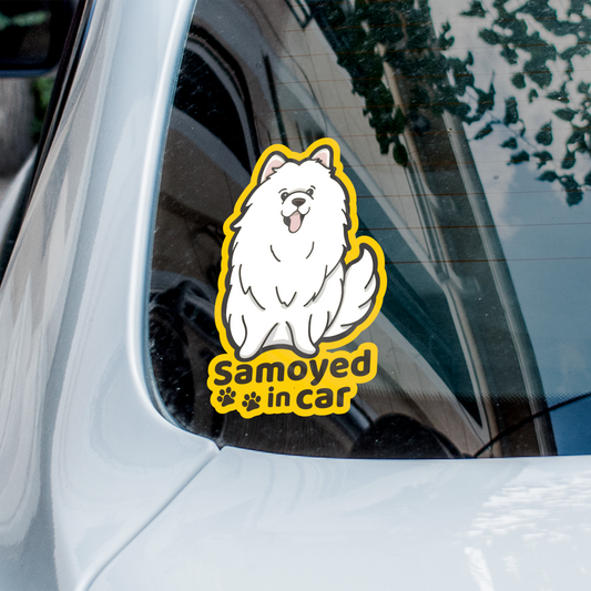 Samoyed in car 西摩狗汽車貼紙（車內反貼）