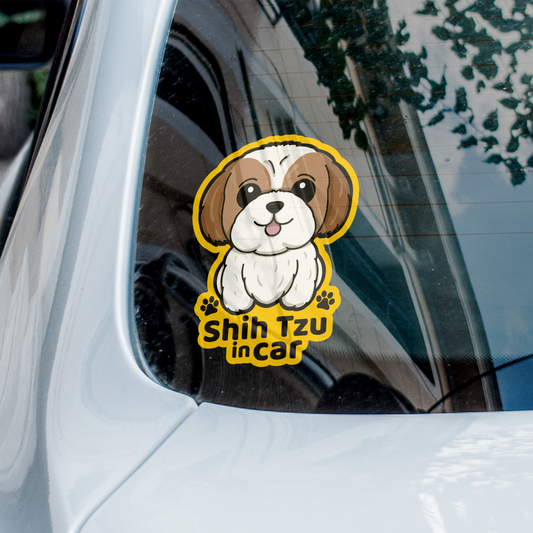 Shih Tzu in car 西施汽車貼紙（車內反貼）
