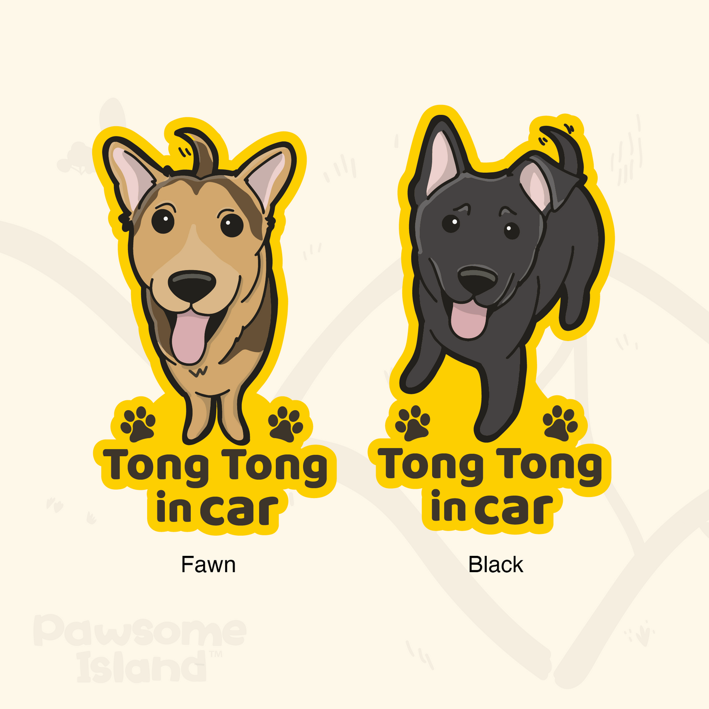 Tong Tong in car 唐狗汽車貼紙（車內反貼）